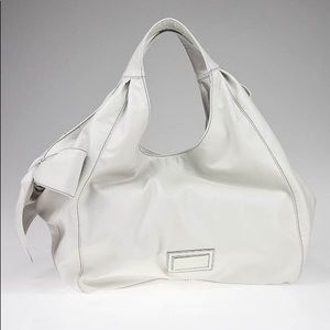 Valentino White Coated Crinkled Canvas Nuage Tote